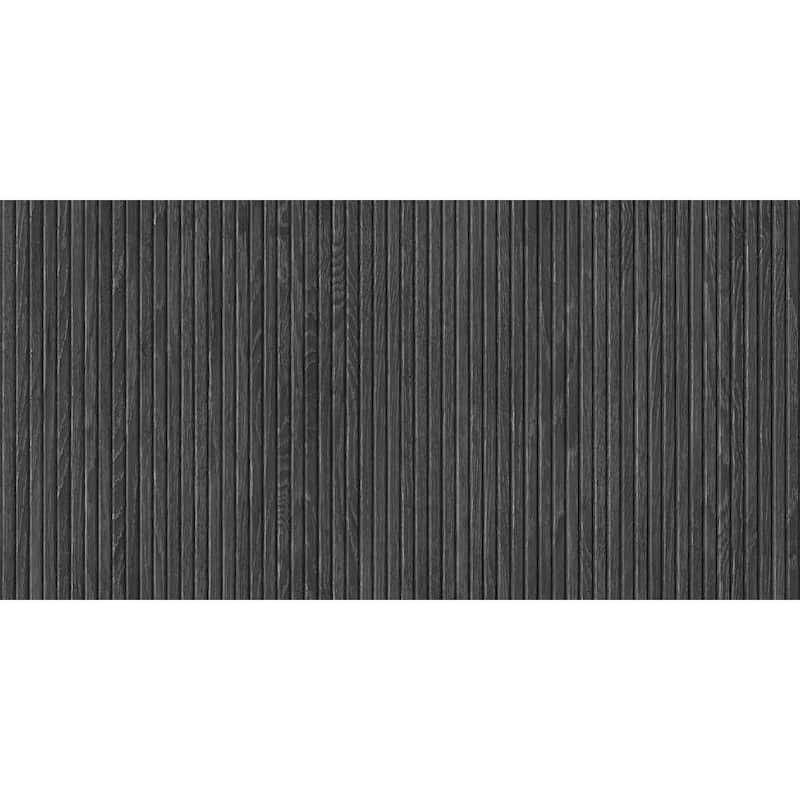 Marqueterie 24x48 Porcelain Textured Ribbed Tile - Floor, Wall - Large Format - 4 x 4 Sample - Black