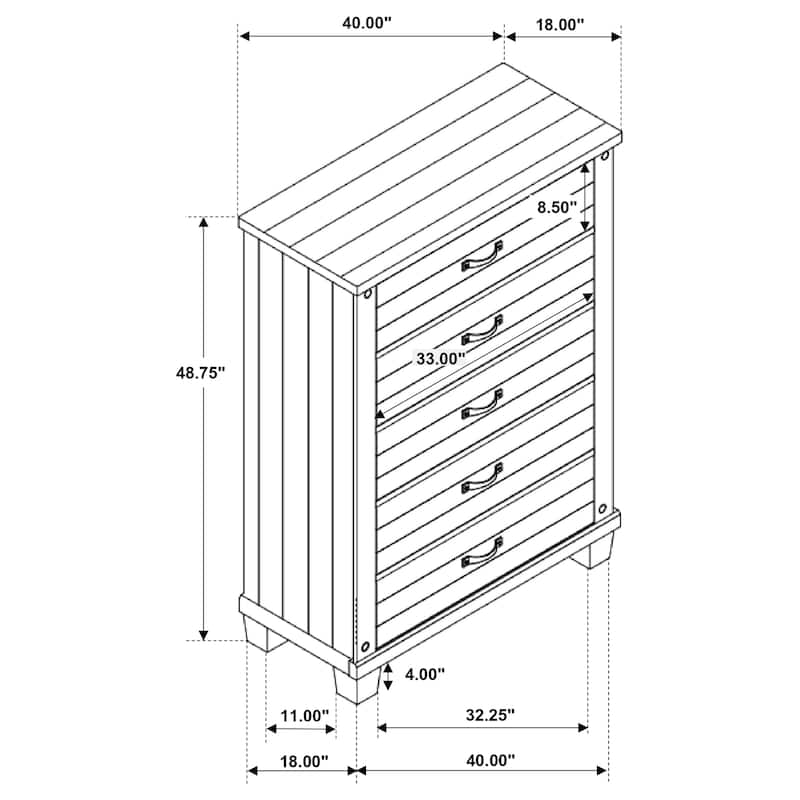 Lilith 5-drawer Bedroom Chest Distressed White