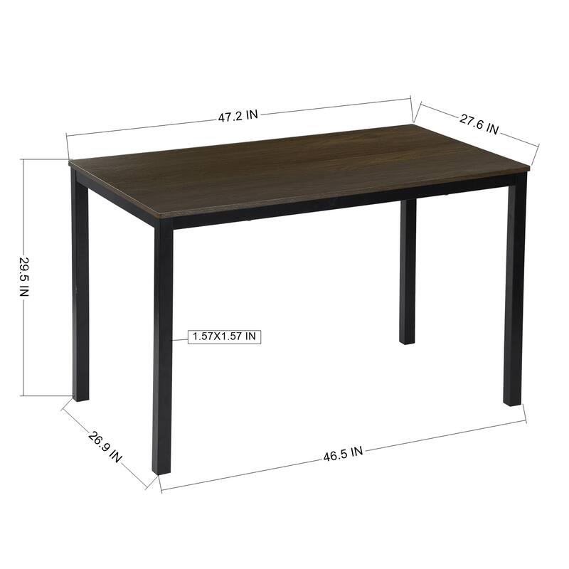 Homy Casa 47" Rectangular Dining or Work Table with Wood Grain Top and Metal Frame for Home or Office