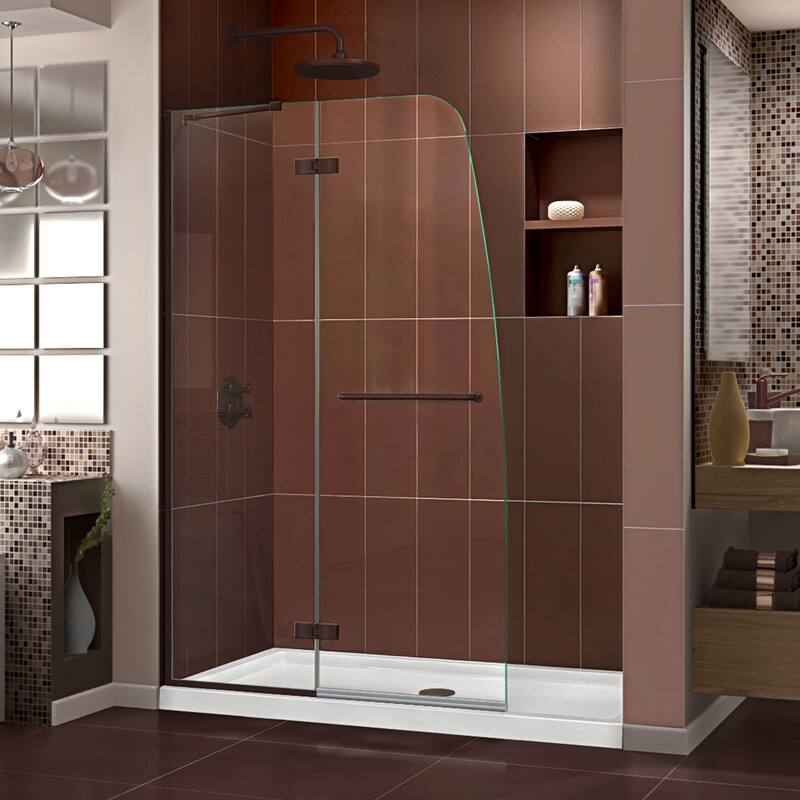 DreamLine Aqua Ultra 45 in. W x 72 in. H Frameless Hinged Shower Door - 45" W - 45" W - Oil Rubbed Bronze