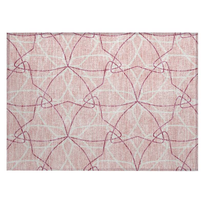 Machine Washable Indoor/ Outdoor Abstract Prism Chantille Rug