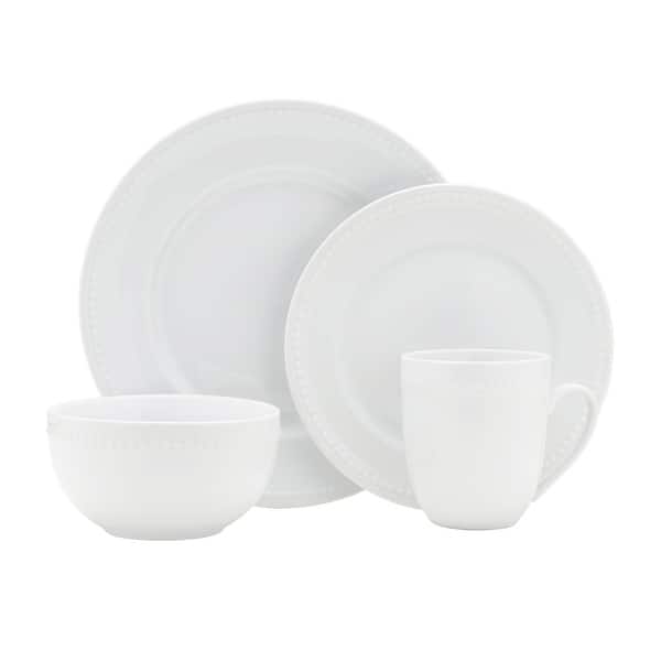 Everyday White Beaded 16-Piece Dinnerware Set, Service for 4 - 16 Piece