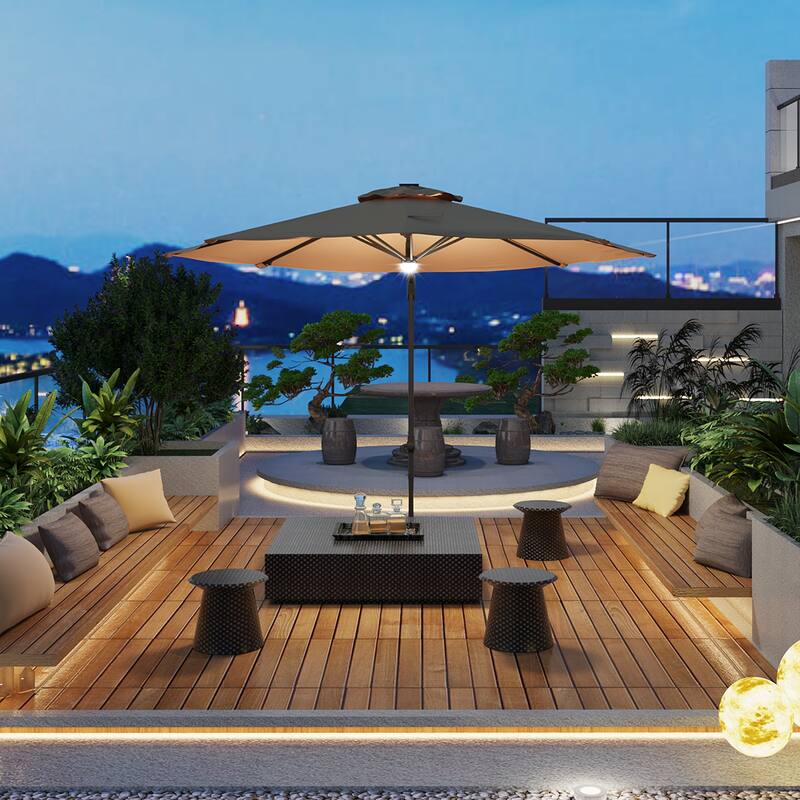 10FT Outdoor Cantilever Umbrella Patio Umbrella with Base