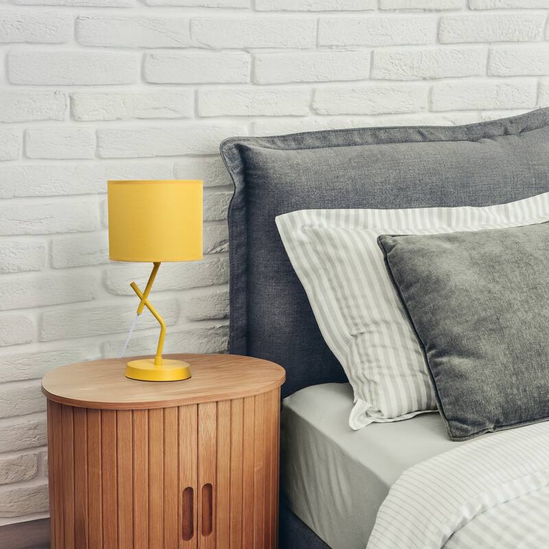 Abstract Angular Table Lamp with Drum Shade - 17" - Yellow