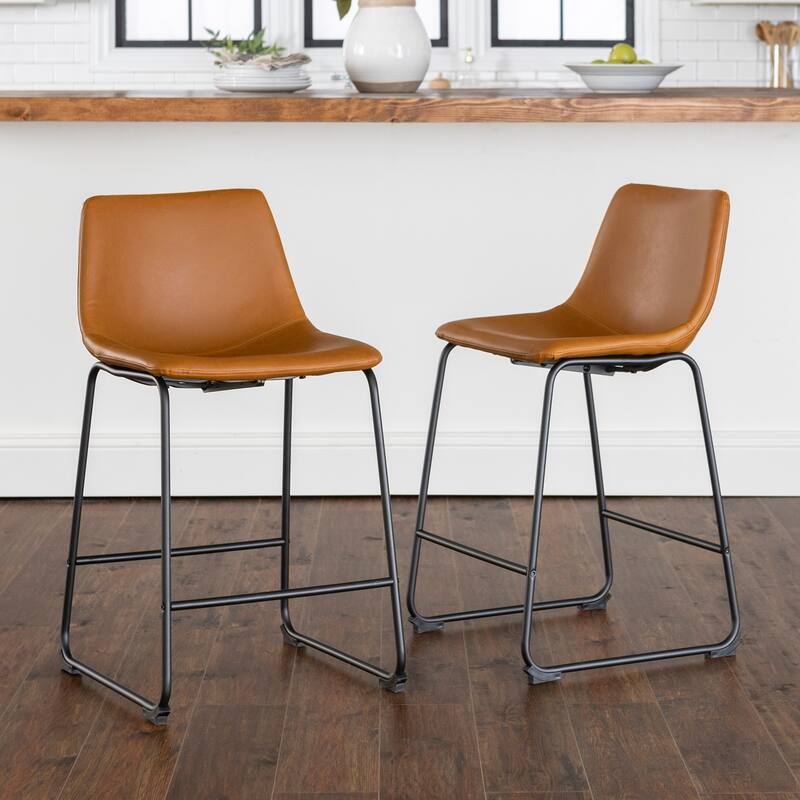 Middlebrook Prusiner 24-inch Faux Leather Counter Stool, Set of 2