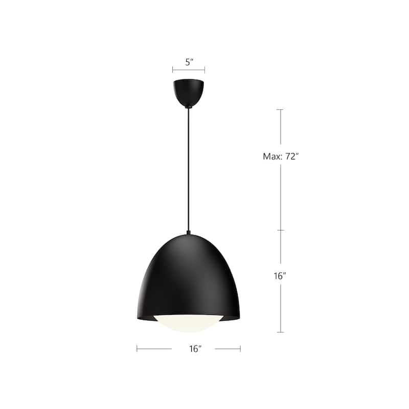 Alora Lighting PD529116OP Kenji 16" Wide Pendant with Opal Glass Shade