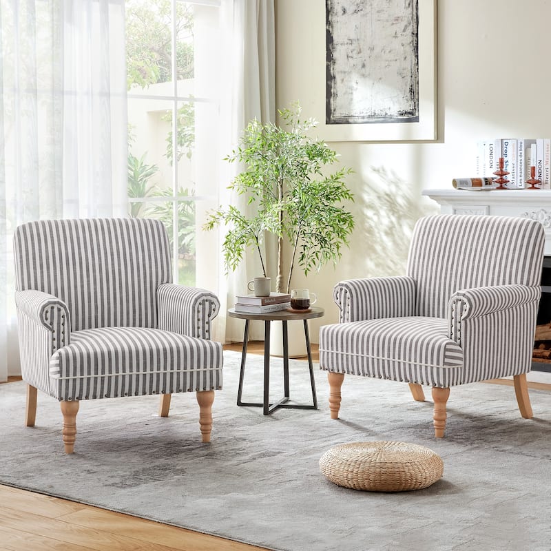 Upholstered Accent Sofa Linen Club Chair with Legs for Living Room