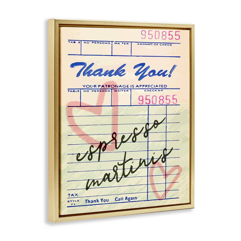 Stupell Espresso Martinis Guest Check Framed Floater Canvas Wall Art Design By Lil' Rue