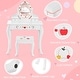 preview thumbnail 8 of 8, Gymax Kid Vanity Table Stool Set Dual-use Rotatable Mirror Whiteboard