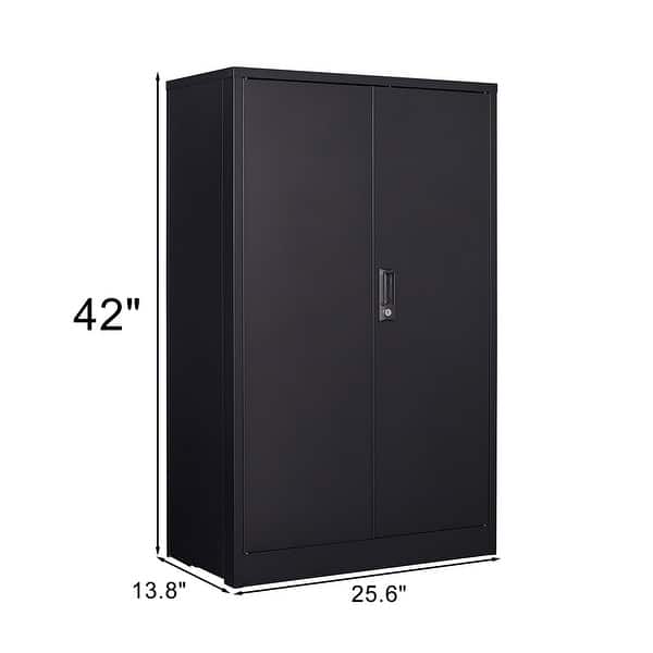 Black Folding Filing Storage with Locking Doors and Adjustable