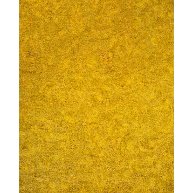 Overton Hand Knotted Wool Vintage Inspired Modern Contemporary Overdyed Yellow Area Rug - 6' 1" x 8' 10"