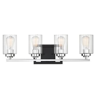 Savoy House Redmond 4-Light Bathroom Vanity Light in Matte Black with Polished Chrome Accents