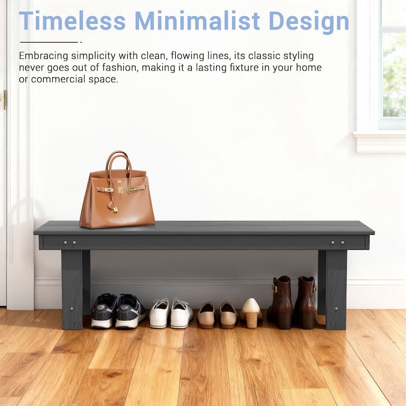 6-Piece HDPE Outdoor Dining Table Sets with Umbrella Hole - 1-Table 4-Chairs-1-Bench