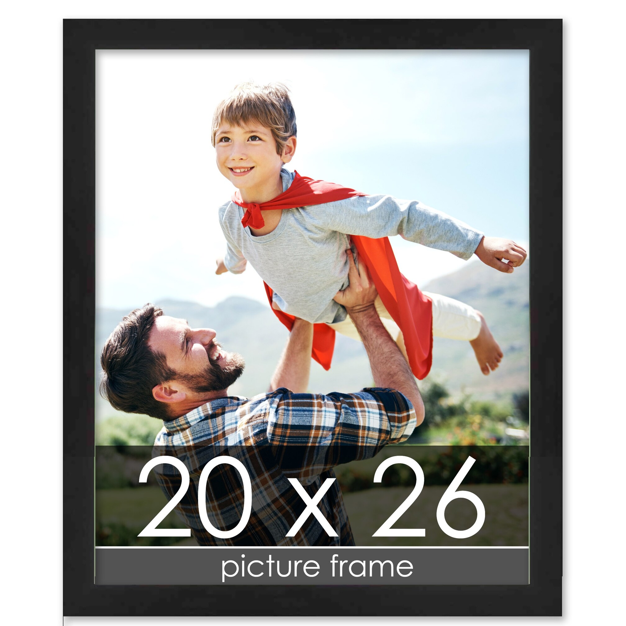 20x26 Lacquer Black Complete Wood Picture Frame with UV Acrylic