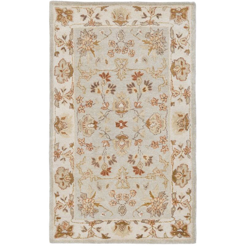 SAFAVIEH Handmade Bergama Petkana Oriental Hand-spun Wool Rug - 2' x 3' - Light Blue/Ivory