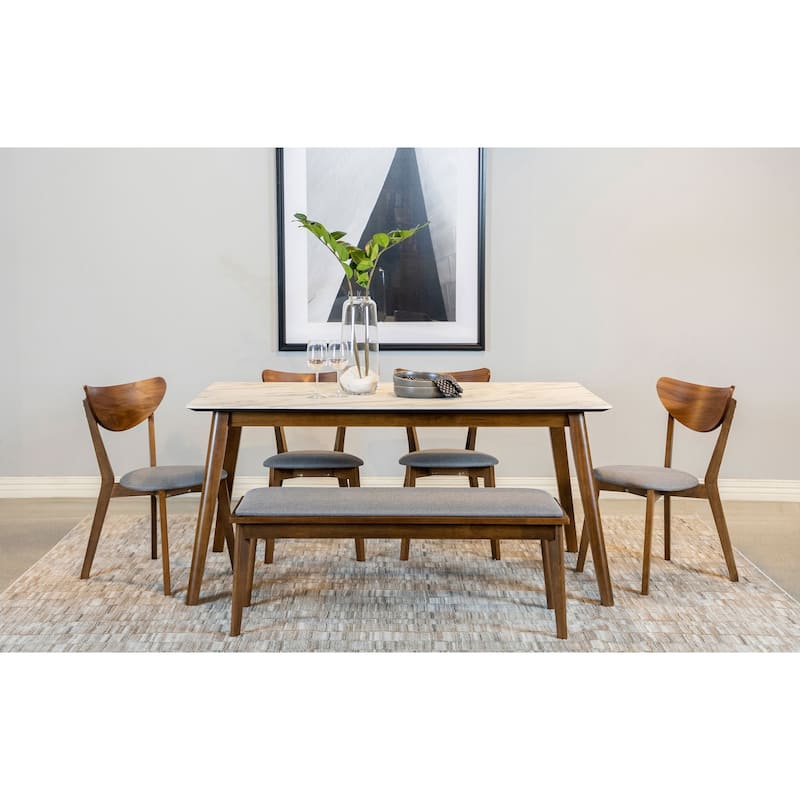 Everett Natural Walnut Rectangular Dining Table Set