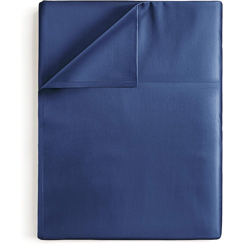 CGK Linens 100% Cotton 400 Thread Count Single Flat Sheet/ Top Bed Sheet - Navy Blue - California King