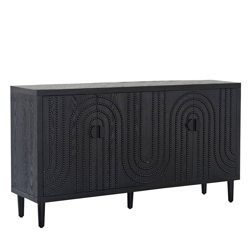Modern Sideboard Cabinet with Decorative Nailhead Accents