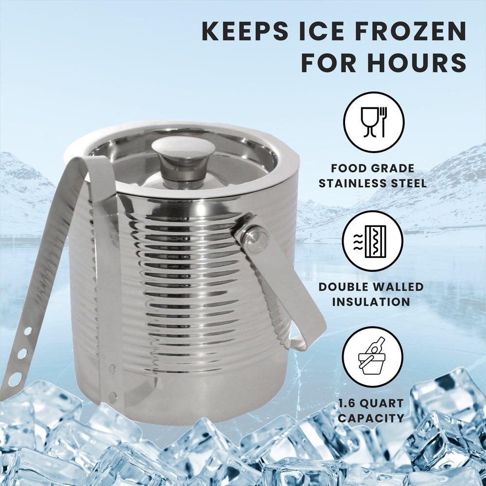 OXO Steel Ice Bucket Set Special Design To Keep Ice Frozen Longer - no  tongs