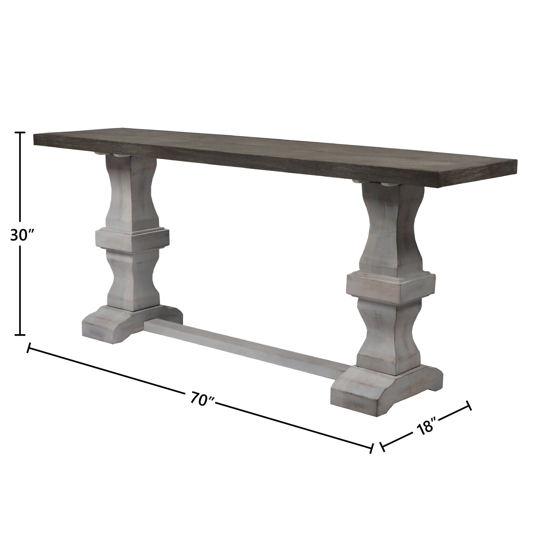 Madison 70 Inch Double Pedestal Console Table In Washed Mango Finish Overstock 33060877