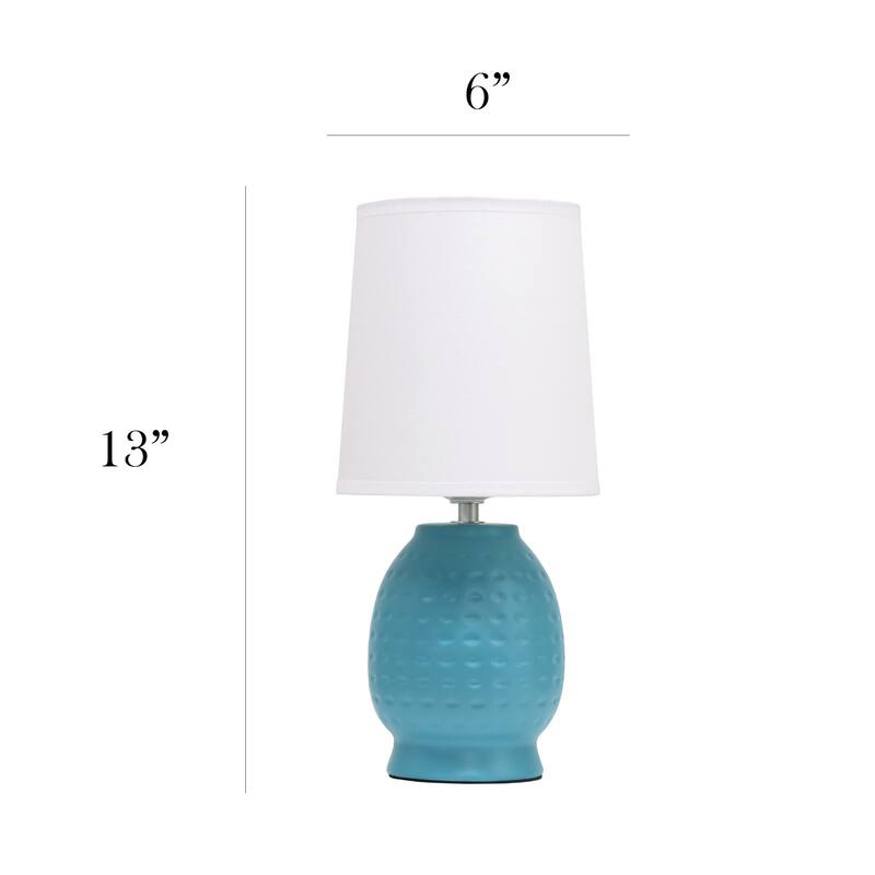 Petite Dimpled Ceramic Table Lamp with Tapered Shade - 12.5" - Teal Blue