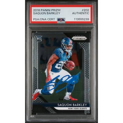Saquon Barkley 2018 Panini Prizm Rookie Card #202 Auto Graded Authentic PSA 5239 - 8' x 11'