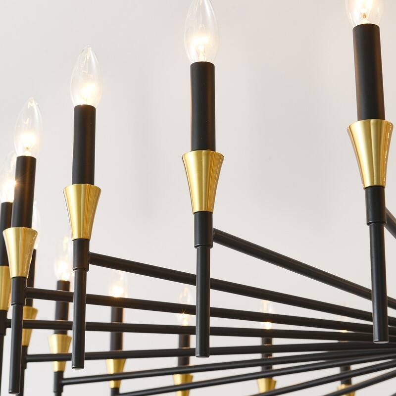 Black & Gold Modern Farmhouse Chandelier Rustic Ceiling Light Dimmable E12 Candle-Style Pendant Lighting Fixture