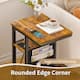 C Shaped End Table with Charging Station, Side Table with Storage Bag ...