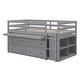 preview thumbnail 77 of 144, Twin/Full Size Low Loft Bed with Retractable Writing Desk and 4 Drawers, Wooden Loft Bedframe w/ Lateral Portable Desk & Shelves