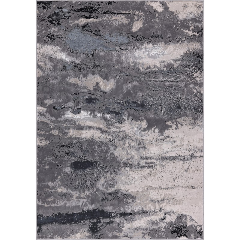 Nevada Collection Abstract Black and Grey Rug - 5'2 X 7'5