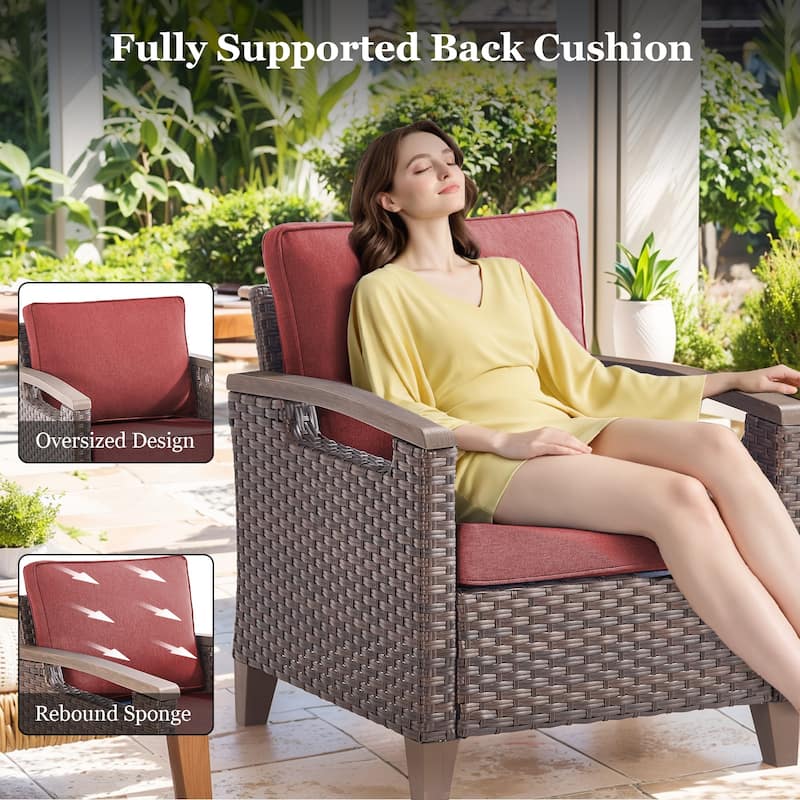 High Back Outdoor Patio Chairs Red Cushion