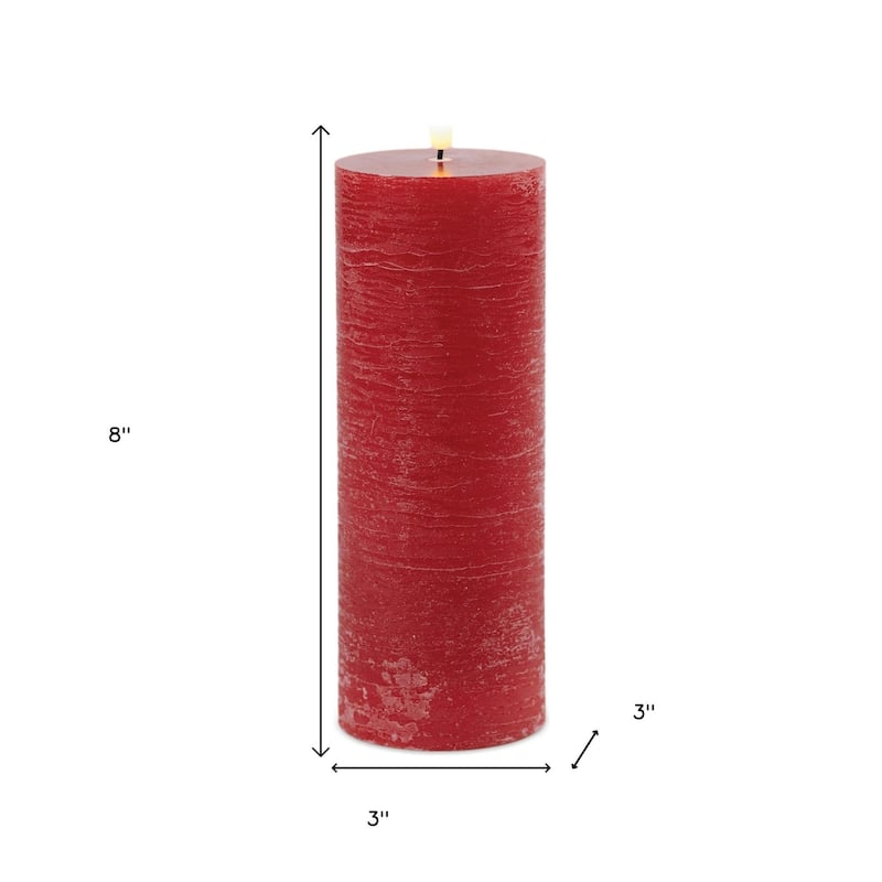 Set of Two Red Flameless Pillar Candles
