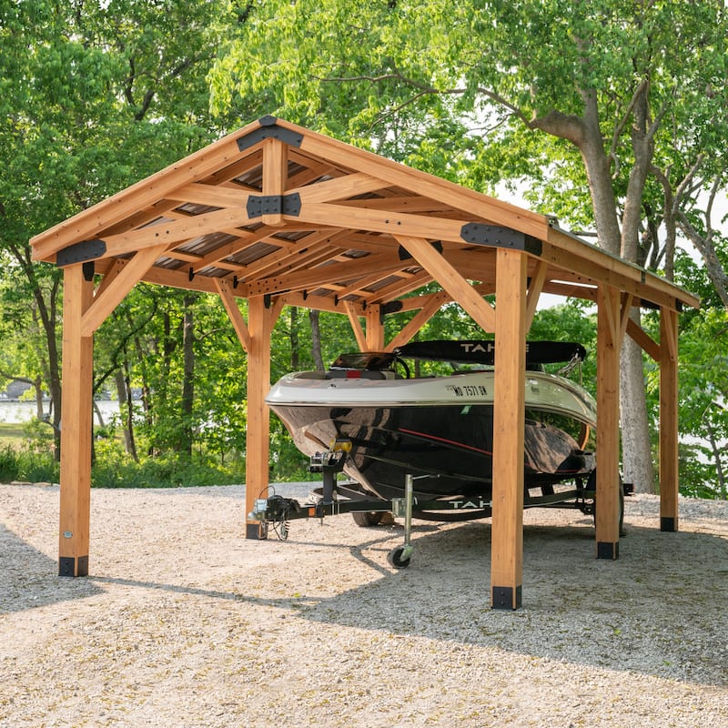 Backyard Discovery Norwood 20x12' Cedar Wood Gazebo with Steel Roof