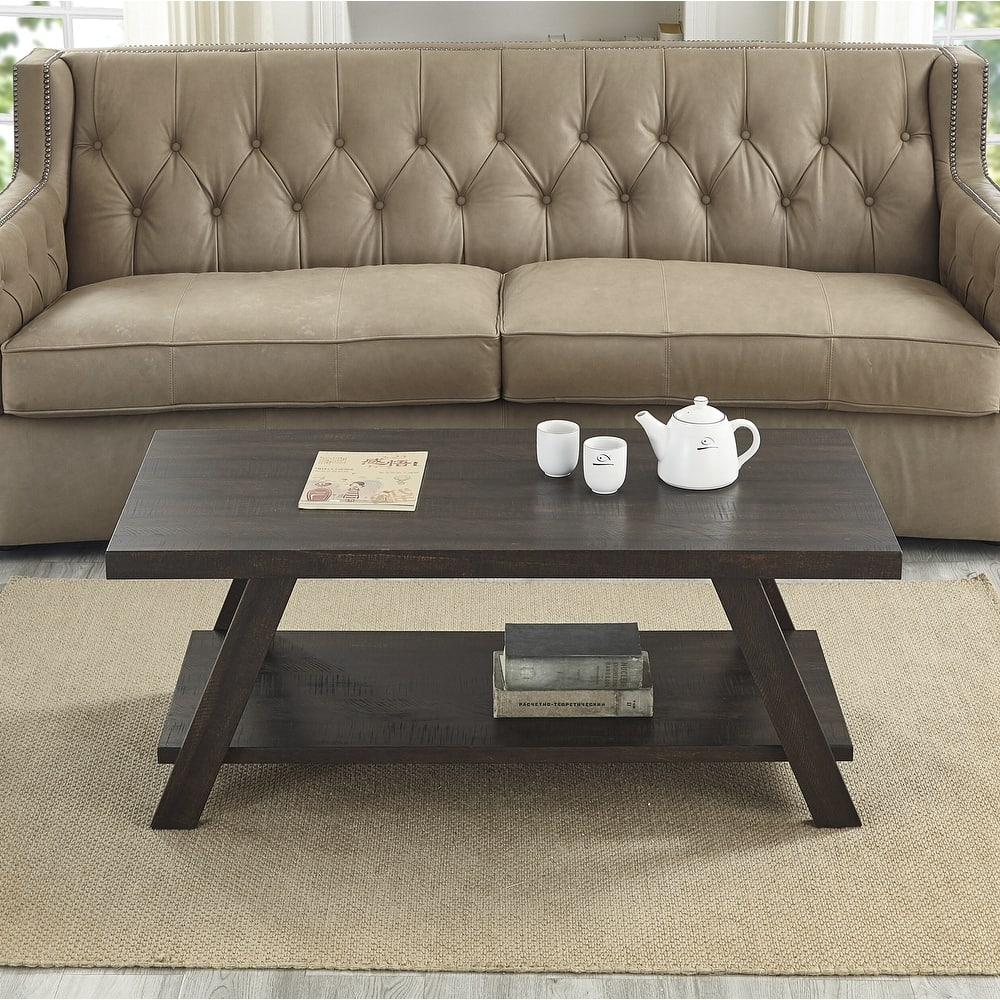 Roundhill Furniture The Gray Barn Cedar Ridge Contemporary Replicated Wood Shelf Coffee Table