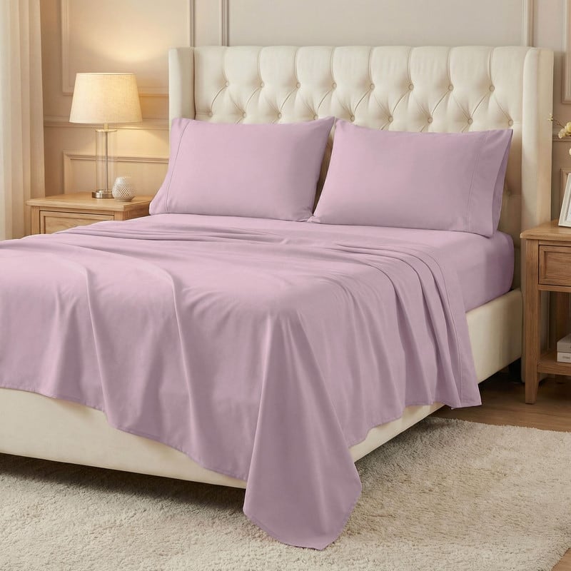 Superior 300 Thread Count Percale Cotton Deep Pocket Bed Sheet Set - Twin - Lilac