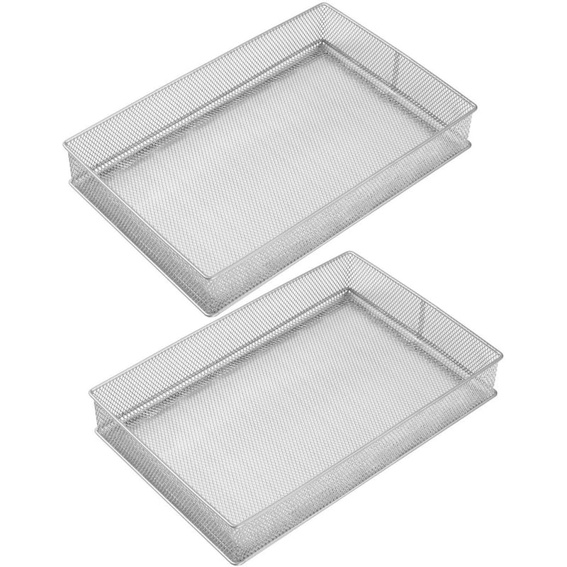 YBM Home Silver Mesh Desk Drawer Organizer Tray Home and Office 2 pack - 8x12x2
