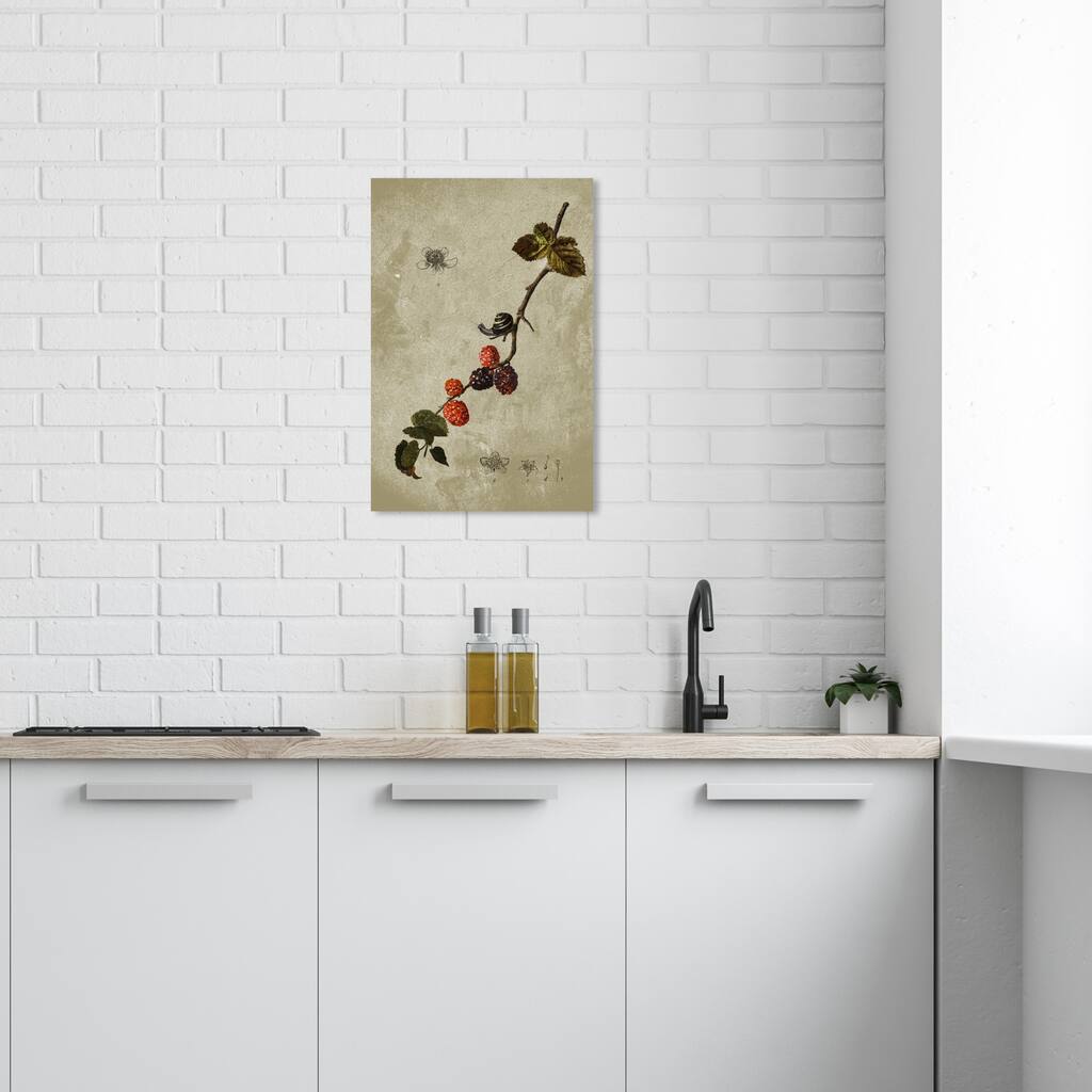 Wynwood Studio Canvas Floral and Botanical Botanical Raspberry Red and Scarlet Traditional Wall Art Canvas Print