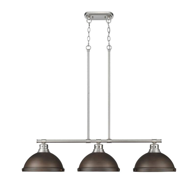 Yep by Golden Lighting Duncan 3-light Island Light in Pewter and Rubbed Bronze shade