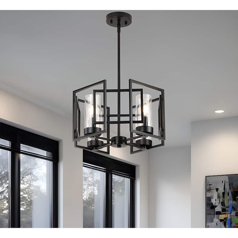 4-Light Geometric Simple Lantern Marco Pendant Lamp or Semi Flush Mount