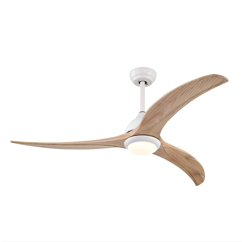 52" Solid Wood Blades Ceiling Fan With Light with Remote Control, Noiseless Reversible Motor, 6 Speed, 3 Color
