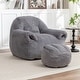 preview thumbnail 16 of 42, Bean Bag Chair, Comfy Bean Bag Sofa with Back Support, With Footstool,Faux Fur Bean Bag Chair Dark Gray