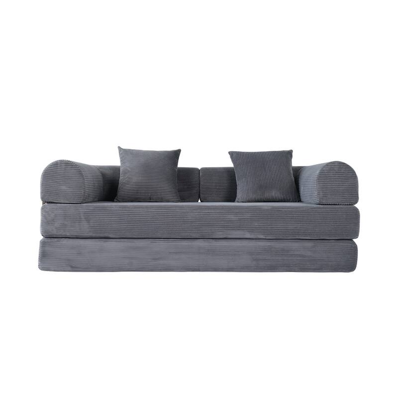 Corduroy Folding Compressed Sofa Couch with Freely Configurable Layout