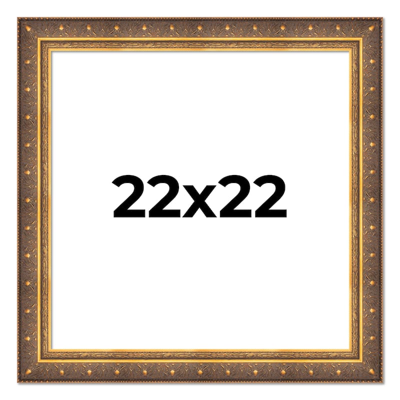 22x22 Frame Vintage Gold Solid Wood Picture Frame | 2.5 Inch Moulding