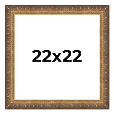 22x22 Frame Vintage Gold Solid Wood Picture Frame | 2.5 Inch Moulding