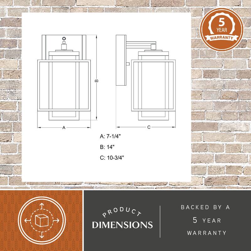 Hyde Park 1 Light Dusk to Dawn Bronze Mission Outdoor Wall Lantern Clear Glass - 7.25-in W x 14-in H x 10.75-in D