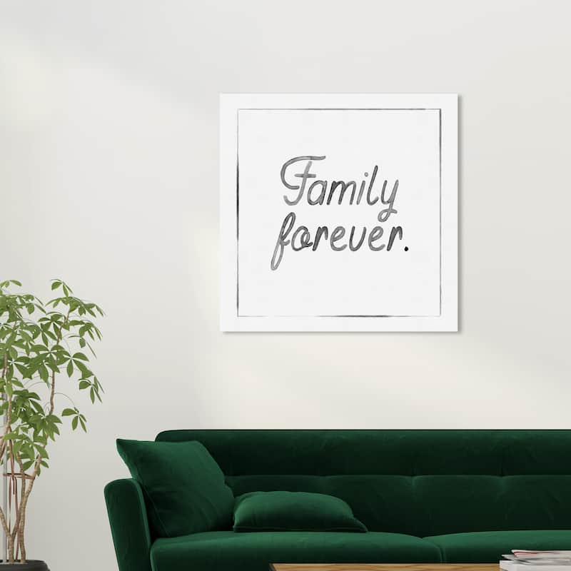 Wynwood Studio Canvas Typography and Quotes Family Forever White and Pastel Black Modern & Contemporary Wall Art Canvas Print - 30 x 30