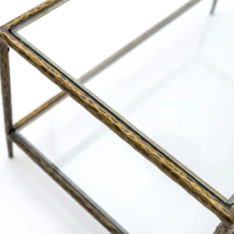 247 Shop At Home Lalia Modern Hammered Metal 3-Piece 1-Shelf Coffee Table Set