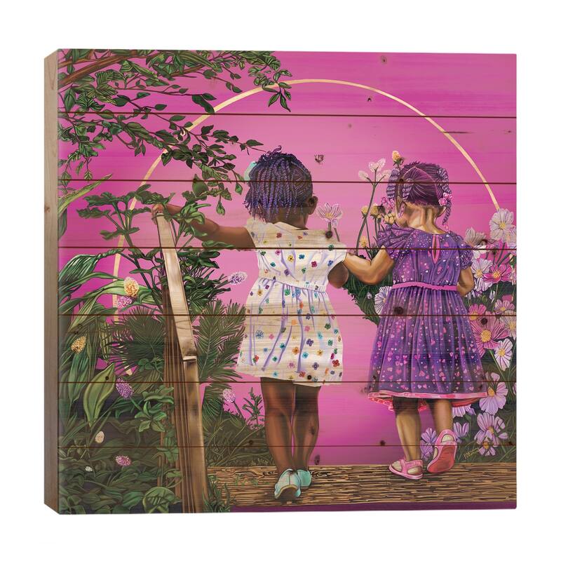Journey With My Sister Print On Wood by Poetically Illustrated - Multi-Color - 26x26x1.5