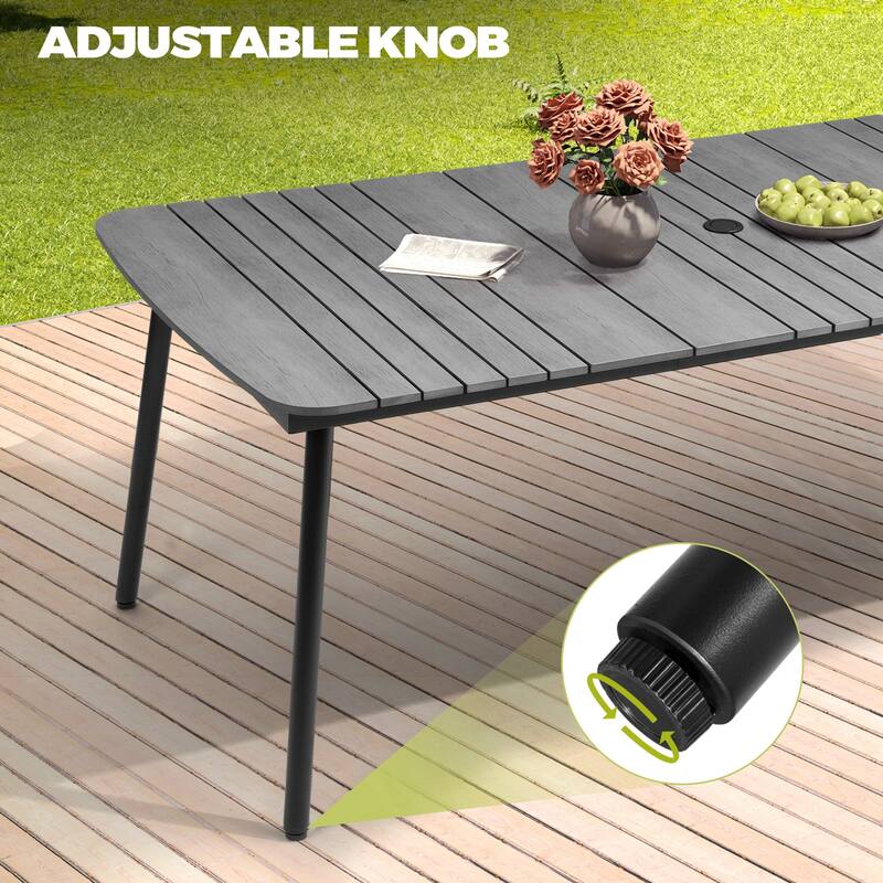 Outdoor 7/9-Piece Patio Dining Set Rectangular Dining Table with Stackable Chairs