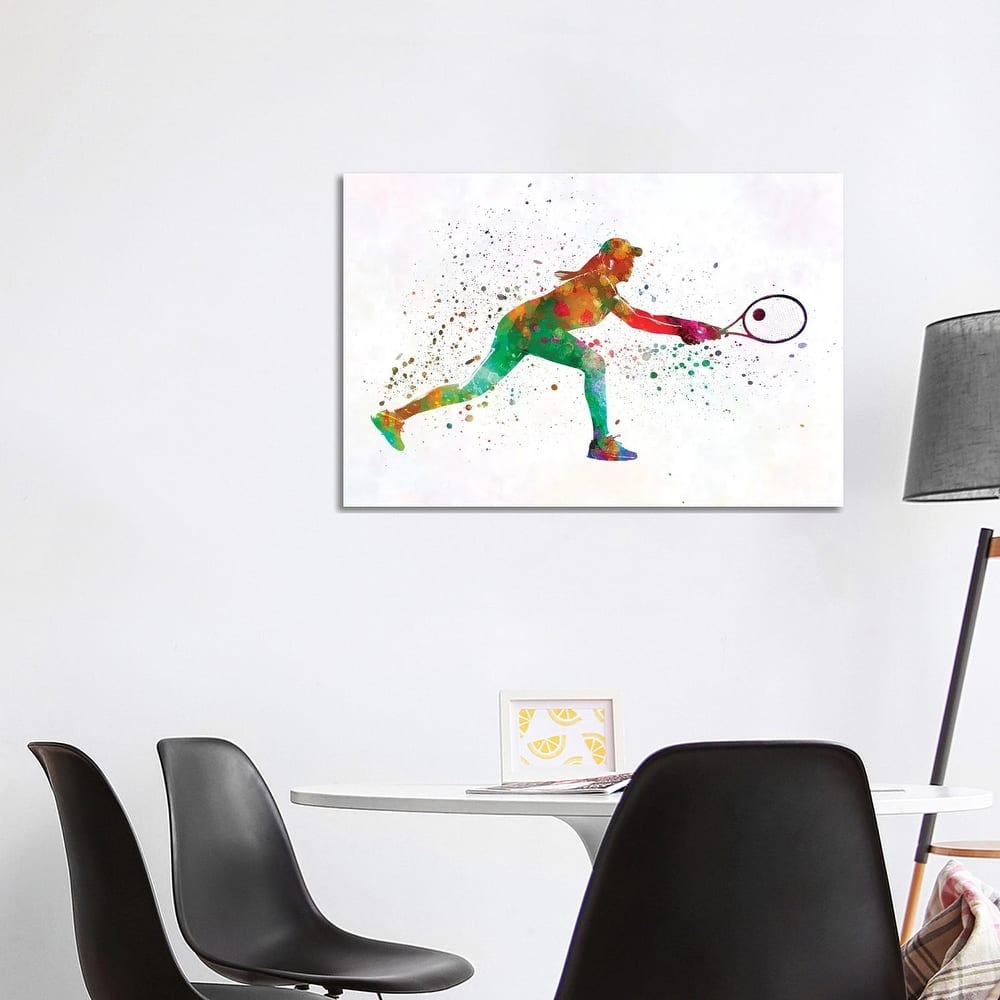 iCanvas "Woman Tennis Player 02 In Watercolor" by Paul Rommer Canvas Print